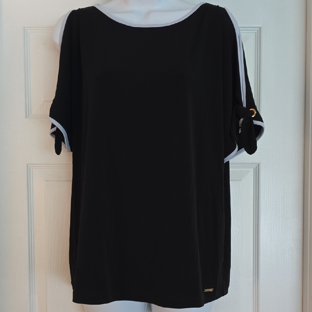Ivanka Trump Black Blouse with White Trim
